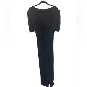 Black Knot Front Long Dress